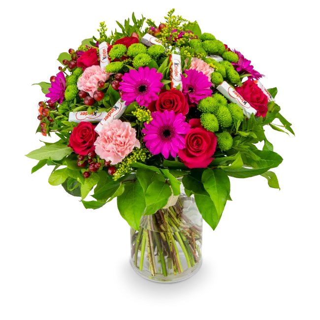 mix květin s čokoládou